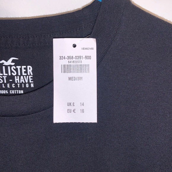 NWT Black Hollister Men short sleeve tee shirt medium 100% cotton - Picture 6 of 8